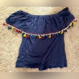 Allison Stone light navy off the shoulder top. Size small